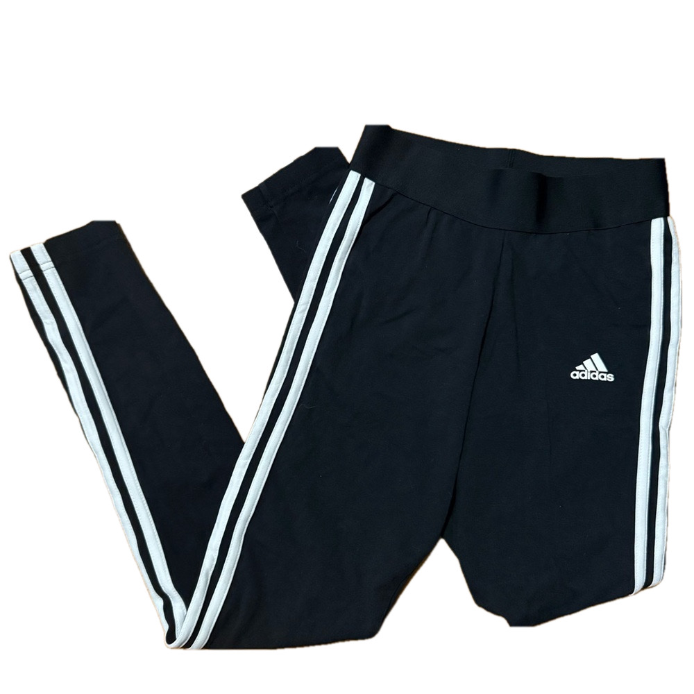 Adidas Leggings Black and White Three Stripes Elastic Waistband Size XS